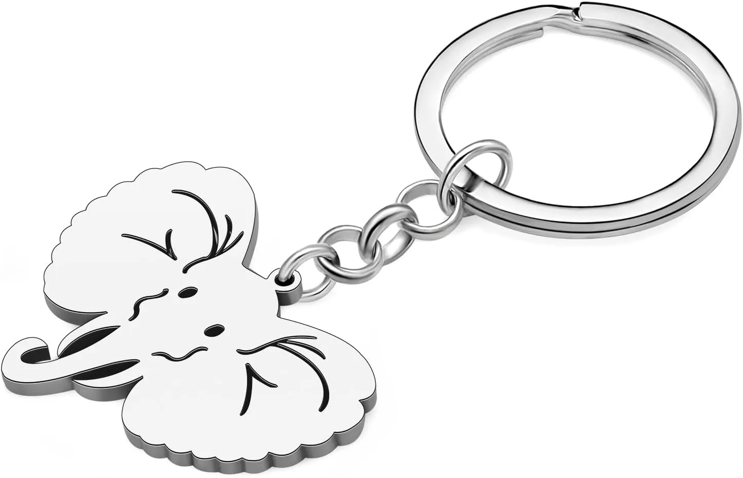 WEVENI Cute Elephant Gifts Couples Stainless Steel Elephant Keychains Key Ring Charm Jewelry for Women Girls