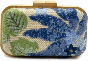 Women Embroidered Sequin Flower Evening Bag Glitter Beaded Handbag Straw Woven Clutch Purse with Chain for Party