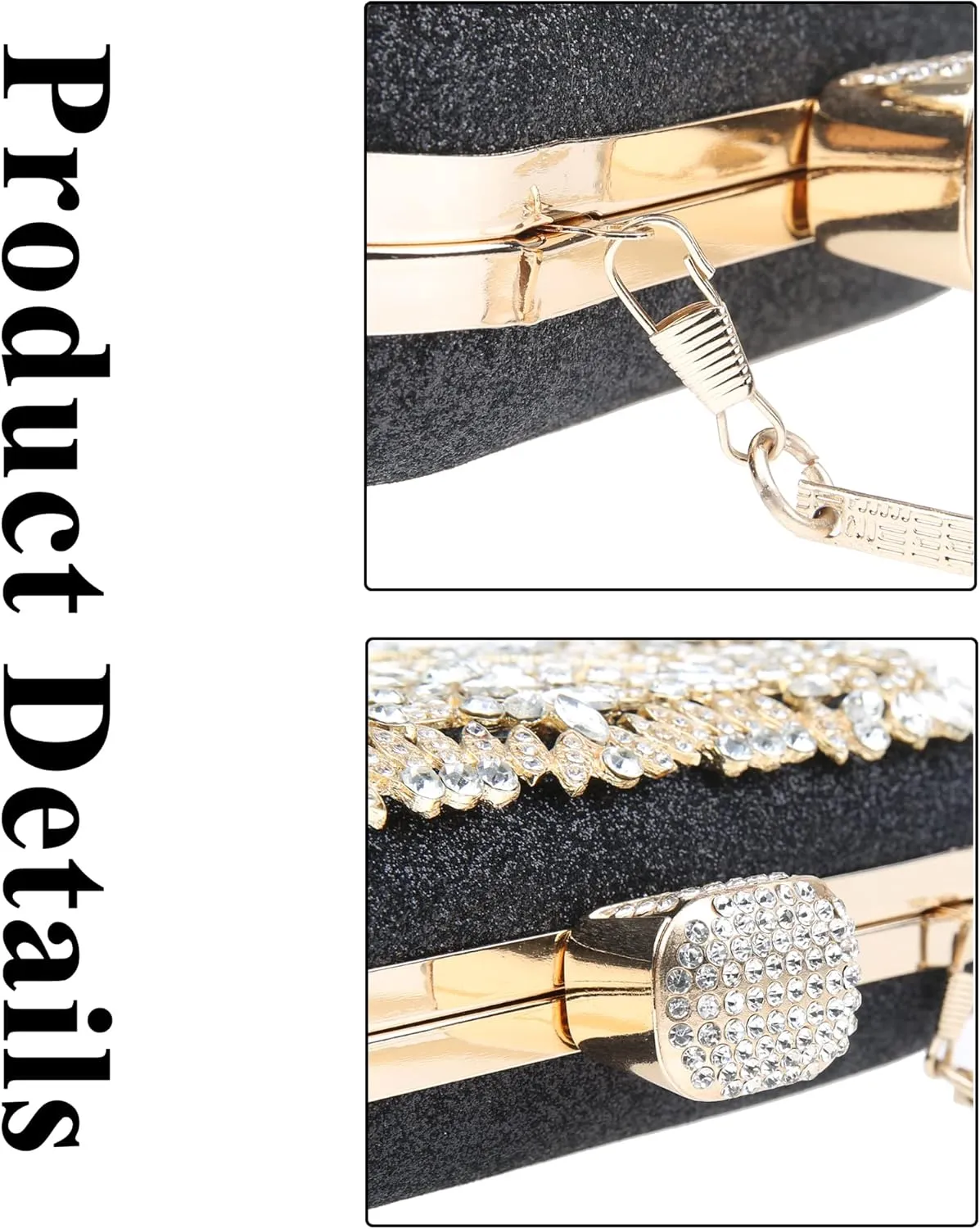 Womens Sparkly Rhinestone Crystal Clutch Bag Glitter Sequin Bridal Purse Evening Handbag for Wedding Party Prom