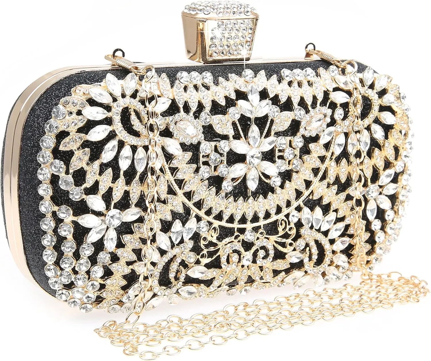 Womens Sparkly Rhinestone Crystal Clutch Bag Glitter Sequin Bridal Purse Evening Handbag for Wedding Party Prom