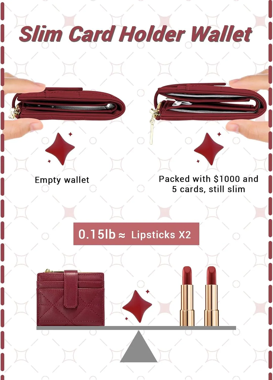 YINHEXI Wallet Women, RFID Blocking Small Compact Bifold PU Leather Card Holder Pocket Wallet Ladies Mini Purse with Coin Pocket (Burgundy-1)