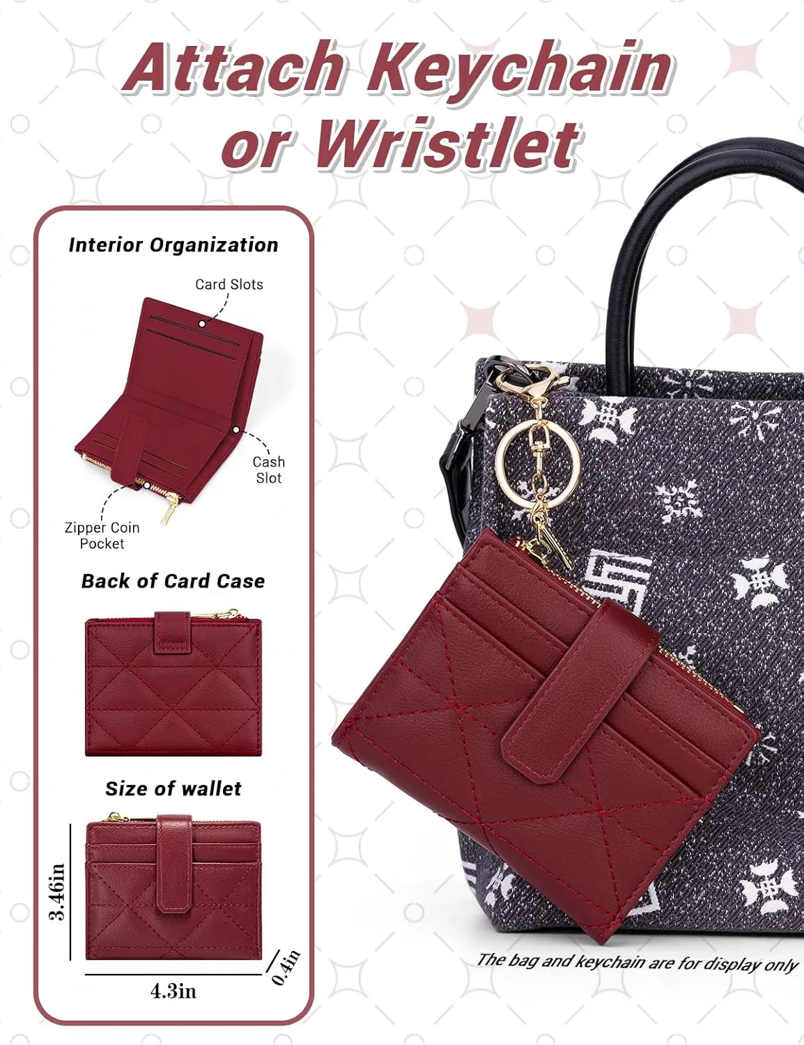 YINHEXI Wallet Women, RFID Blocking Small Compact Bifold PU Leather Card Holder Pocket Wallet Ladies Mini Purse with Coin Pocket (Burgundy-1)