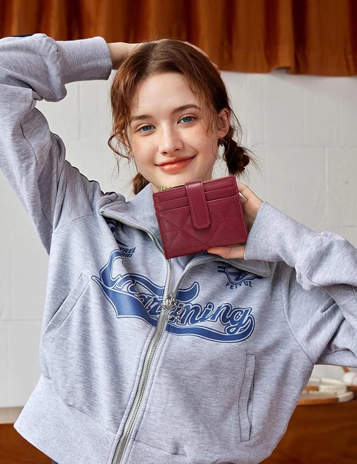 YINHEXI Wallet Women, RFID Blocking Small Compact Bifold PU Leather Card Holder Pocket Wallet Ladies Mini Purse with Coin Pocket (Burgundy-1)